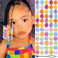 Iridescent hair clip accessories 60pcs/set Beads Rainbow Pearl Pony Beads for Kids Girls Braids