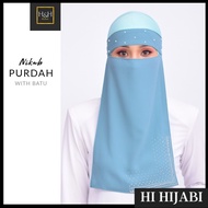 Niqab Purdah Veil Pengantin Shawl Heavy Chiffon Keknis Muslimah Hijab Berbatu Manik PLAIN A