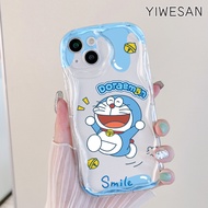 YIWESAN Casing Ponsel untuk VIVO Y21 2021 Y21G Y33s Y21s Y21e Y21a Y21t T1x 4G Case HP transparan silikon Kesing tekstur Softcase pola kartun Doraemon Casing