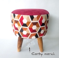 kursi stool bulat motif duo | stool sofa bulat