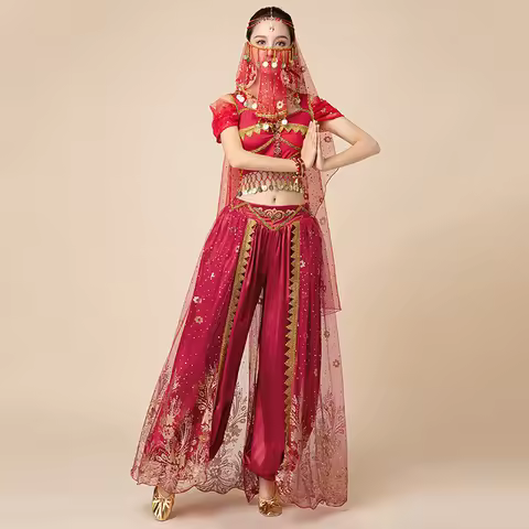 Sari Bollywood Jasmine BellyDance Costume Indian Dance Embroider Festival Arabian Princess Party Cos