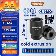 Wadfow 10pieces/Set 1/2inches Cr-Mo Dr. Deep Impact Socket Set WMSD201 (WHT)