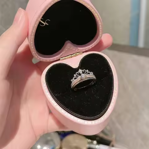 2 Pieces/set Princess-Crown Ring Jewelry Gifts for Women Personalized Crown-Shaped Finger Ring Ornam