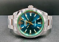 ROLEX 勞力士116400 GV 高抗磁 綠玻璃 藍色面盤40mm 防偽內圈 閃電秒針勞力士原廠cal.3131自動上鍊機械機芯/ 時.分.秒大三針時間指示.抗磁1000高斯磁量 防水100米.全新珍藏未使用過.盒單齊全.未使用過 2020年5月保卡