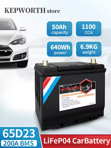 KEPWORTH 65D23L/R 12V 40Ah Car Start-Stop Lithium Battery LiFePO4 Automotive Battery Built-in 200A B