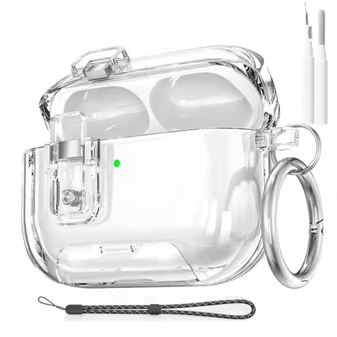 Cute Lock Case For AirPod Pro 3 Soft TPU Transparent Case with Phone Stand&Cleaning Kit&Keychain Cas