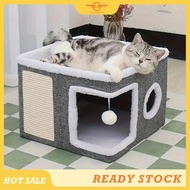 [CloudsMiles] Multi-Level 4-Season Cat House-Foldable Indoor, Scratching Board& Warm Cat Bed Non-Sli