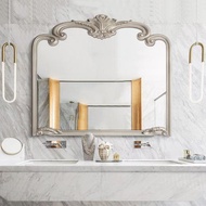 復古雕花浴室鏡子洗手間衛浴鏡簡約梳妝化妝鏡掛墻式洗漱臺壁掛鏡