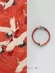 原創手工南紅和田玉蜜蠟好運招財手鏈手串生日禮物