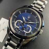 MASERATI手錶,編號R8873612014,46mm黑錶殼,銀色錶帶款