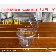 NS 100 ml MICA SAMBAL CUP WITH CONNECTED LID / SAUCE CUP SAMBAL JELLY DESSERT AGAR PUDDING SOY SAUCE