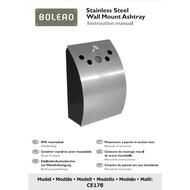 Home Essential Bolero Wall Mounted Ashtray Stainless Steel Cigarette Smoking Holder Restaurant / Office