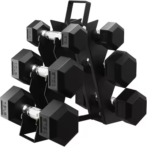 Premium Rubber Encased Hex Dumbbell Sets for Home Gym and Fitness Training 46LBS Set 60LBS Set 100LB
