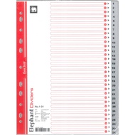 ELEPHANT INDEX DIVIDER 1-31 PLASTIC