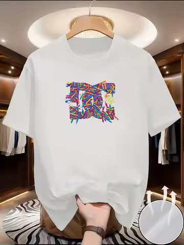 Colorful Graffiti Style Abstract Geometric Print on Premium Soft 100% Cotton Men's T Shirt Perfect S