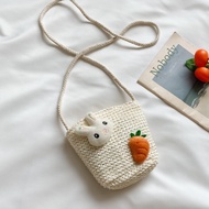 Korean Style Knitted Children's Sling Bag/Korean Fashion Sling Bag 1 - Carrot Rabbit