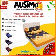 #CBK2 AUSIMO 880TC Kain Tebal Cadar Bergetah Keliling!4 in 1 King Queen/2 in1 Single Premium Cotton 
