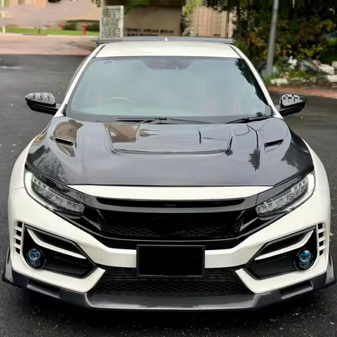 Resin Carbon Fiber Engine Cover for Honda Civic FC1 FK8 16-20 modified Bonnet hood scoop body kit