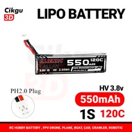 ALIENRC 3.8HV 550mAh 120C 1S Lipo Battery PH2.0 Plug LIHV High Voltage Drone Tinywhoop Cinewhoop Cel