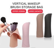 Hanging Toiletry Organizer Upright Brush Holder Silicone Toiletry Bag Desktop Makeup Organizer Zippered Cosmetic Bag