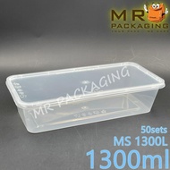 MS 1300L 1300 ml Microwavable container ( 50sets± ) Disposable Rectangular Food Box - Satay Box - MS