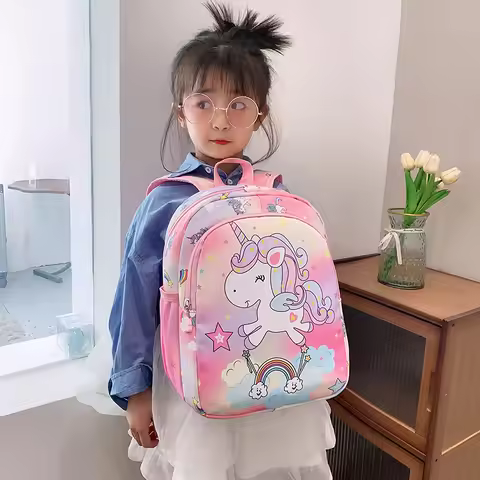 Cute Cartoon School Bag Waterproof Kindergarten Student Backpack Trendy Unicorn Lightweight Bookbag 