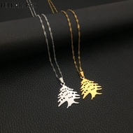 HILDARJFGH Tree Pendant Necklace, Green Enamel Patriotic Symbol Cedar Tree Pendant Necklace, Stainle