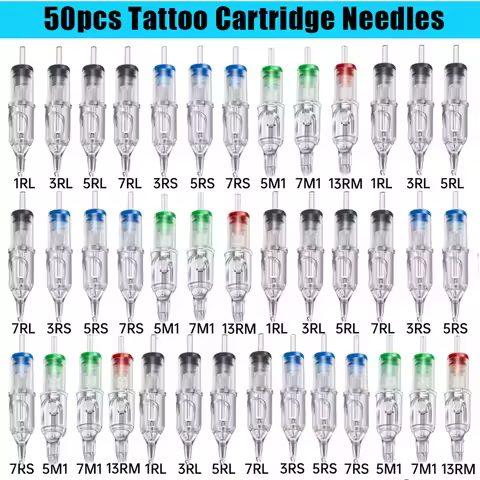 50-5pcs Tattoo Cartridge Needles Disposable RL RS M1 RM Size Sterilized Tattoo Needle Permanent Make