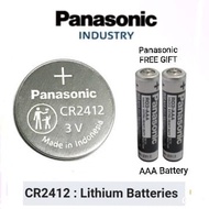 Panasonic CR2412 1PC NEW STOCK EXPIRY 12-2031 + PANASONIC FREE GIFT AAA Batt. Worth RM2.00
