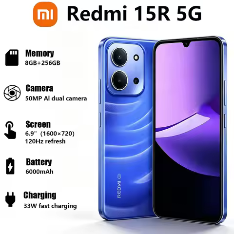 Xiaomi Redmi 15R 5G Global Version Mobile Phone 6.9" 120Hz Big Screen 50MP Camera 6000mAh 33W Fast C