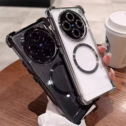 For X300Pro Airbag Clear Soft TPU Magnetic Cover For VIVO X300 X200 FE Pro mini X100 S Ultra Lens Fi