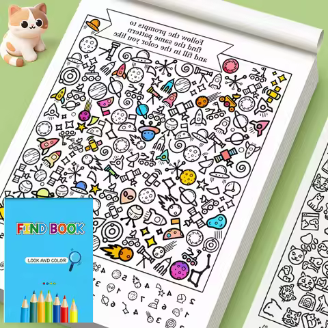 Large Size Drawing Book 32 Pages Children's Fun Drawing Coloring Book, Find a Game Drawing Book