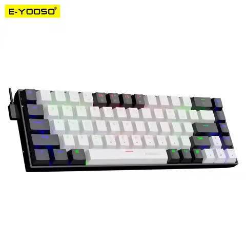 E-YOOSO Z686 USB Mini slim Mechanical Gaming Wired Keyboard Red Switch 68Keys Russian Brazilian Port
