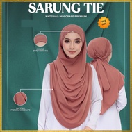 TUDUNG SARUNG TIE BACK MOSSCREPE IRONLESS JAHITAN TEPI TUDUNG INSTANT BERTALI KOREA MOSSCREPE