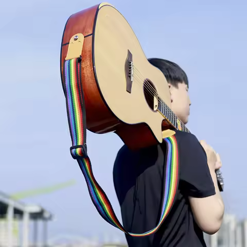 Guitar Strap Adjustable Guitar Shoulder Strap with Guitar Picks and Pick Pocket Guitar Belt for Acou