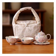 【Quality】 Dishwasher Ceramic Gongfu Tea Set Convenient Duo Cup High End Tea Brewing Tools Peony Butt