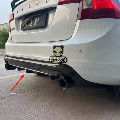 ABS REAR BUMPER TRUNK LIP SPOILER DIFFUSER with Exhaust Tips For VOLVO S60 V60 2014-2016 VOLVO V60 S