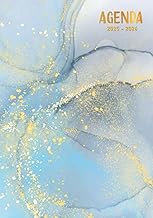 Agenda Scolaire 2025-2026: Planificateur Journalier 2 Jours par Page | Couverture Marbre Bleu Pastel