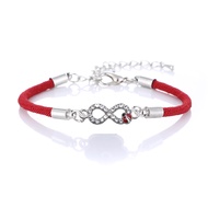 Women's Colored Rhinestone Number 8 Ladybug Infinite Glamour Woven Bracelet Man Red Bracelet Boy Girl Kids Lover Gift