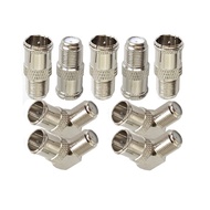 Lala Smill Right Angle Push on Coax Cable Connectors F-Type Female to F-Pin Male Quick Plug Adapter 