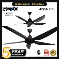 lglights Rezo 42/56 inch DC Motor Ceiling Fan 5 ABS Blade 9 Speed Remote Control Vera