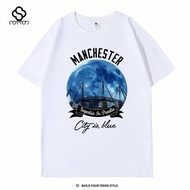 Black Crew Neck Short Sleeve Manchester City Etihad Stadium Full Moon Ribbon Slogan City Is Blue Gra