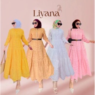 LIYANA II M228 Gaun Renda Berongga Elegan / Dress Muslimah Moden Mewah / Fesyen Terkini Wanita / Baj