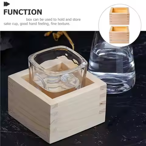 NEW-4Pcs Japanese Culture Wood Wooden Sake Cup Masu Box 3.23Inch L Square X 2.2Inch H,Put The Wine G