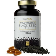 Black Seed Oil 120 Double Strength Capsules - Premium Cold Pressed Virgin Oil, High Strength Thymoqu