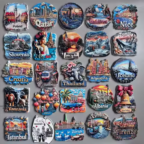 Fridge Magnet Poland Slovenia Croatia Qatar Bali Prague Nice Tromso Vietnam Thailand Cuba Argentina 