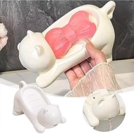 Self Draining Cat Soap Holder,Creative Cat Soap Dish,Cute Cat Themed Soap Tray Container,Small Showe