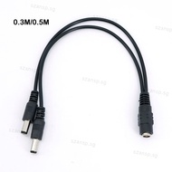30cm 50cm DC 1 Female To 2 Male Way Connector DC Plug Power supply Splitter extend Cable 5.5x2.1mm c