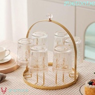 ANEMONE Glass Cup Storage Rack, Freestanding Iron Water Cup Drying Rack, Durable Upside Down Gold/Bl