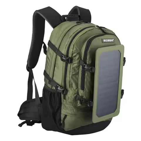 Travel Hiking Backpack 6.5w 6v Solar powered Panel Backpack Multipockets Laptop Bag Unisex Shoulder 